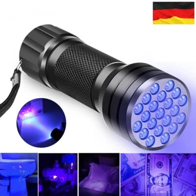 UV Taschenlampe Schwarzlicht 21 LED Taschenlicht 395nm Bernstein Handlampe - Bild 1 von 4
