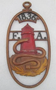 FIRE MARK FA: Fire Association of Philadelphia Hydrant Plaque- 1836 MARKER/SIGN - Picture 1 of 4