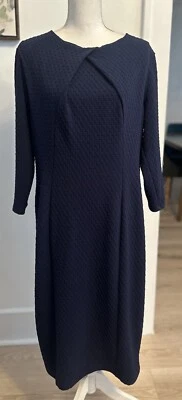 Vestido midi New York & Company talla XL azul mangas 3/4 cremallera elástica Foto 1 de 4