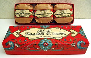 Vintage Solon Palmer Perfumer Full Sandalwood De Oriente Soap Old 3 Bar Display - Picture 1 of 6