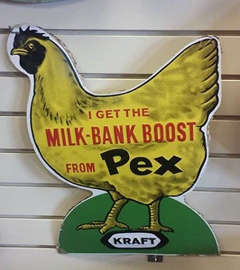 Unused 1950's Vintage KRAFT PEX CHICKEN FEED Old Original Tin Sign (#60) - Picture 1 of 2