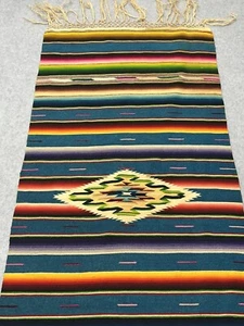 Chimayo Blanket Weaving New Mexico 40s Vtg Antique  50" X 17" decor   #3 - Picture 1 of 12