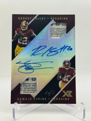 2017 Panini XR Dual Landry Tag Auto 1/1 Robert Kelley/Samaje Perine Redskins 1/1 - Image 1 of 4
