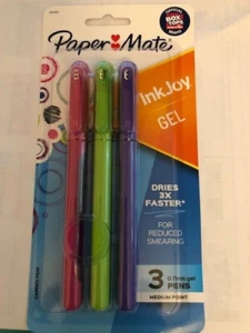 PAPER MATE  INKJOY GEL PENS 0.7mm MEDIUM POINT colors capped pen 3-PK - Picture 1 of 2