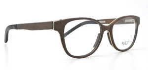 FEB31ST Glasses Frame Noel C011386E01 Braun Wood Sandwich Vanilla Cat's Eye Oval - Picture 1 of 7