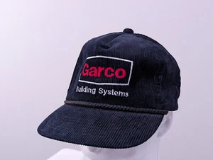 RARE Vintage Garco Building Systems Black Corduroy Rope Snapback Trucker Hat - Picture 1 of 11