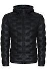 Men's Puffer Leather Biker Quilted Warm Bomber Hooded Jacket