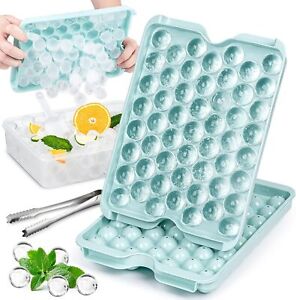 Ice Cube Tray with Lid and Bin, Small Round Ice Cube Trays for Freezer 2 Pack