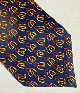 Vintage Savvy Men's Equestrian Stirrups Derby Tie Necktie Multicolor 100% Silk - Picture 1 of 3