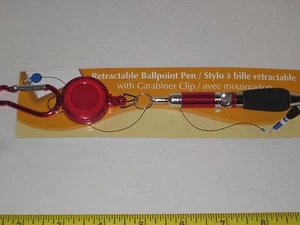 Retractable Ballpoint Pen RED w/Belt Clip - Work, Office, Carpenter, Deliveries - Picture 1 of 4