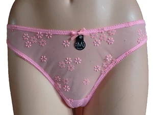 Censored String Tanga mit Blüten allover transparent Power Pink L 40 - Bild 1 von 2