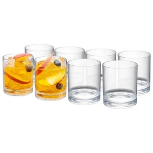 Acrylic Classic Clear Plastic Reusable Drinking Glasses (Set of 8) Restaurant... - Picture 1 of 5