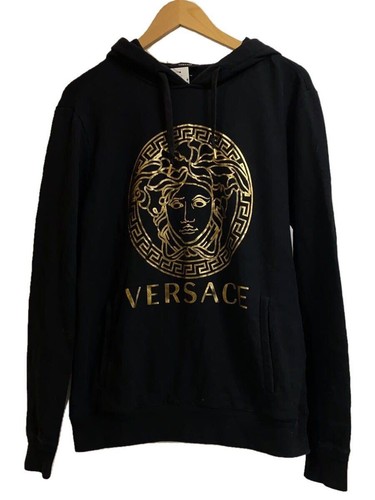 Felpa con cappuccio VERSACE M cotone BLK A89514S A23489 usata