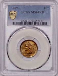 1907 Indian Head Cent PCGS MS64RD - Zdjęcie 1 z 3