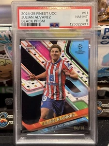 Julian Alvarez 2024-25 Finest UCC #91 Black Prism /10 PSA 8 TZ - Picture 1 of 2