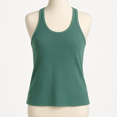 $185 Vince ребристый спортивная майка изумрудно-зеленый 100% хлопок M L повседневный удобный - Изображение 1 из 4