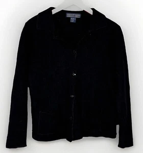 Vintage Damen 100% Wolle Herman Geist schwarz Pullover Cardigan Kragen - Größe M - Bild 1 von 3