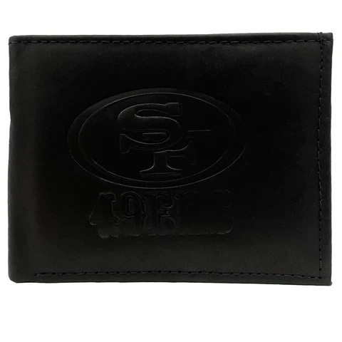 NFL San Francisco 49ERS Genuine Leather RFID Wallet Black Cover