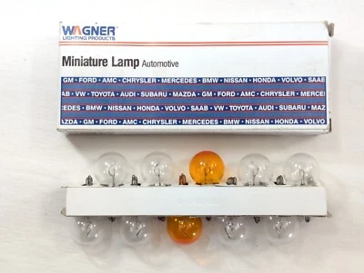 10x USA Wagner 3057 Miniature Natural 8x White & 2x Amber Lamp Auto Light Bulb - Image 1 of 4
