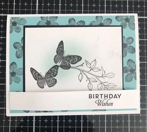 Juego de 4 tarjetas Stampin Up Coastal Cabana DESEOS DE CUMPLEAÑOS Mariposas - Imagen 1 de 2