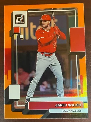 2022 Donruss #158 Jared Walsh Los Angeles Angels Orange Holo Parallel - Image 1 of 2