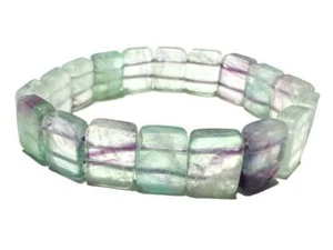 Fluorit Quader Armband Edelstein Stretcharmband grün violett - Bild 1 von 1