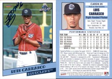 Luis Carrasco Signed 2018 Choice Lakewood BlueClaws #5 Card Auto AU
