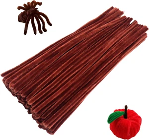 100 Pieces Brown Pipe Cleaner Craft Set,Thick Fuzzy Chenille Stem Pipe Cleaners - Picture 1 of 6