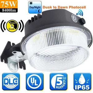 75W 8400LM LED Barn Lights Dusk to Down Security Area Light for Yard Patio Farm - Picture 1 of 11
