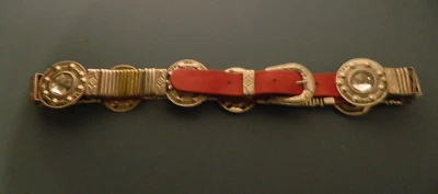 Cinturón de motociclista concho estilo occidental de cuero rojo y metal plateado para mujer 31-35 Foto 1 de 4