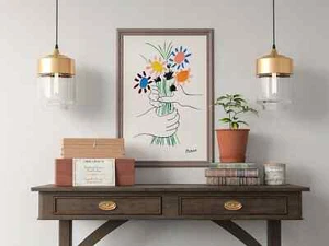 Picasso - Bouquet of Peace Flowers, Ausstellung Vintage Line Art Poster, Minimali - Bild 1 von 9