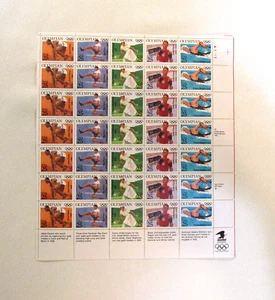 Stamps, US, 1990, 25 Cents, Mint Sheet Depicting Olympians - Picture 1 of 1