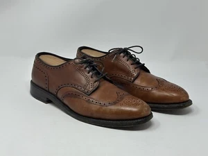 Alden 966 Short Wing Blucher Oxford Men’s 10 B/D Burnished Tan Calf Dress Shoes - Picture 1 of 15