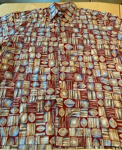 CAMICIA DA UOMO TORI RICHARD HONOLULU HAWAIANA MADE IN USA BORDEAUX MARRONE CHIARO COTONE PRATO L - Foto 1 di 6
