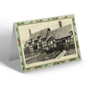 CHRISTMAS CARD Vintage Warwickshire - Anne Hathaway's Cottage at Shottery (1)