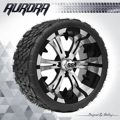 GOLF CART 14" 'VAMPIRE' WHEELS/RIMS and 20" 'AURORA' ALL-TERRAIN TIRES DOT RATED - Image 1 of 4