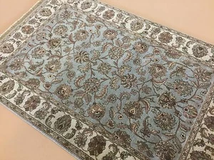 4 Fuß,1 Zoll x 6 Fuß,3 Zoll Hellblau Blumen Allover Agra Orientteppich Handgeknüpft Foyer - Bild 1 von 12