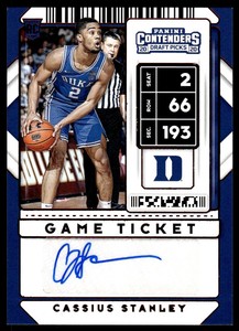 2020-21 Panini Contenders Draft Picks Game Ticket Red #99 Cassius Stanley Auto