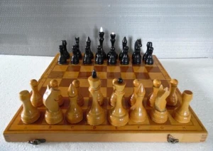 Juego de ajedrez de madera ruso soviético vintage tablero plegable 40x40 cm # 31 - Imagen 1 de 15