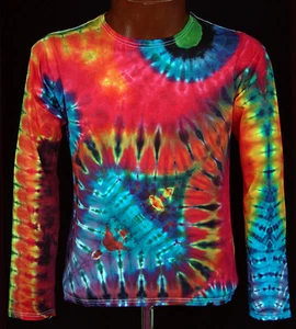 T-Shirt Gr.S - 5XL langarm handgefärbt Hippie Tie dye Batik Flower Power Goa NEU - Bild 1 von 4