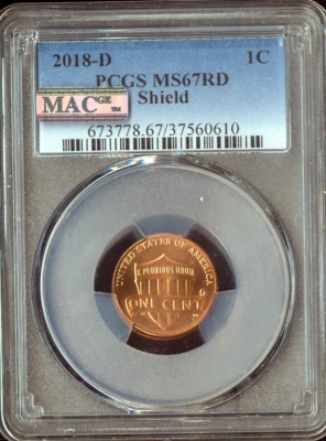 2018-D Lincoln Memorial Cent PCGS MS67 RD Quality - Image 1 of 2