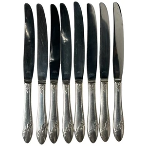 1946 Oneida Community Tudor Plate QUEEN BESS Dinner Knives Stainless Blade 8 9" - Picture 1 of 8