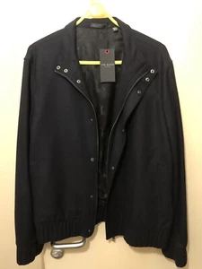 TED BAKER Gents Navy Wool Flannel Bomber Jacket Size 3 Unworn RRP £245 MMO-Galla - Picture 1 of 24