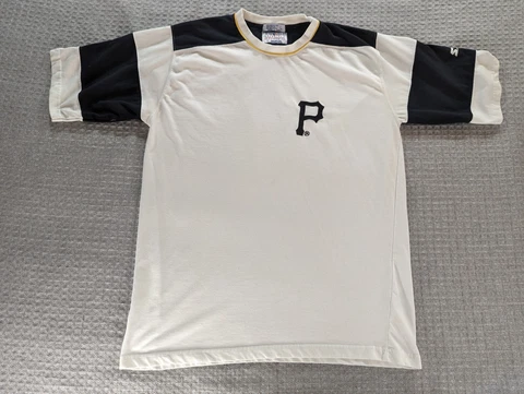 Vintage Starter Pittsburgh Pirates Shirt Adult Extra Large White Black Stripe Cover