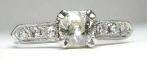 Antique Art Deco European Engagement Ring Size 6.75 UK-N EGL USA Platinum - Picture 1 of 12