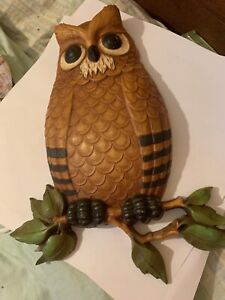 1976 Homco Great Horned Owl Plaque Wall Decor #7403 Vintage Mcm 13.25" x 10"