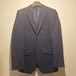 Mens Blue Herringbone Harris Tweed Jacket size 36 REG - Picture 1 of 9