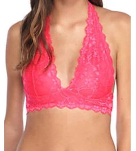 Free People Bralette donna in pizzo al gallone rosa scuro tg. Extra Small nuovo con etichetta - Foto 1 di 3