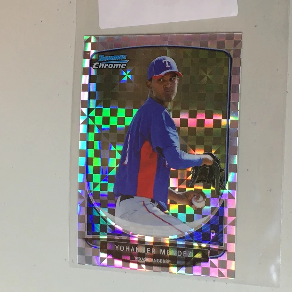 F53907  2013 Bowman Chrome Mini X-fractors #308 Yohander Mendez /100 Rangers - Image 1 of 1