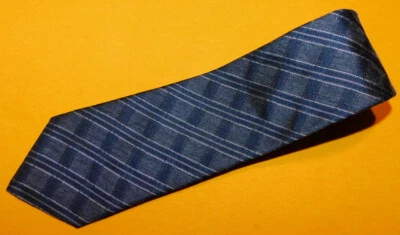 MEN'S JOHN VARVATOS MADE IN U.S.A. BLUE/GREY CROSS STRIPED SLIM TIE - TIES - Image 1 of 4
